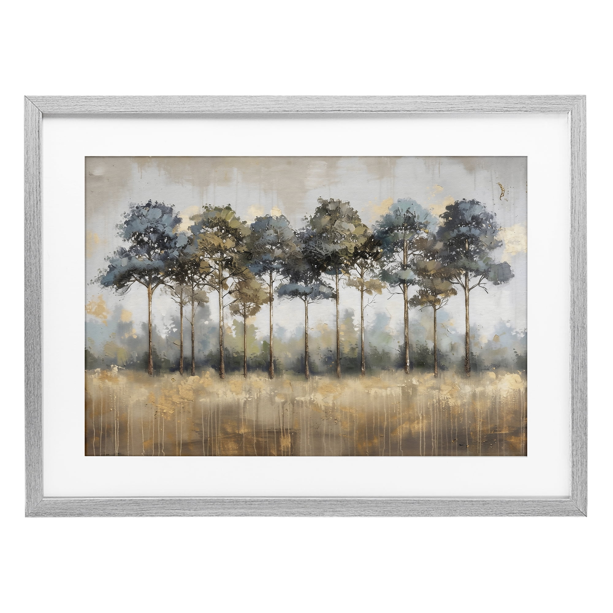 Stupell Industries Green & Blue Forest Grove Gray Framed Print Under Glass, design by Creative Studio