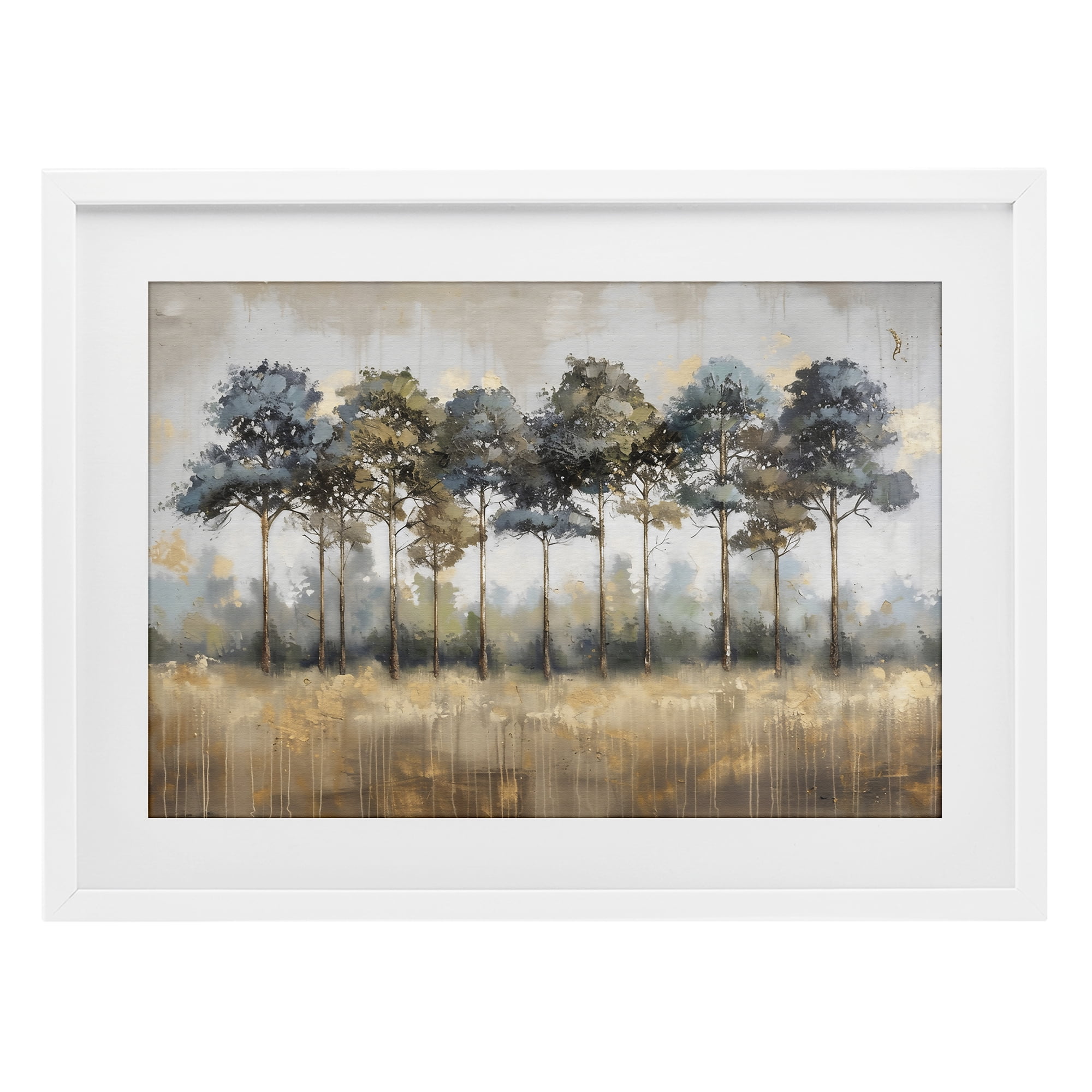 Stupell Industries Green & Blue Forest Grove White Framed Print Under Glass, design by Creative Studio