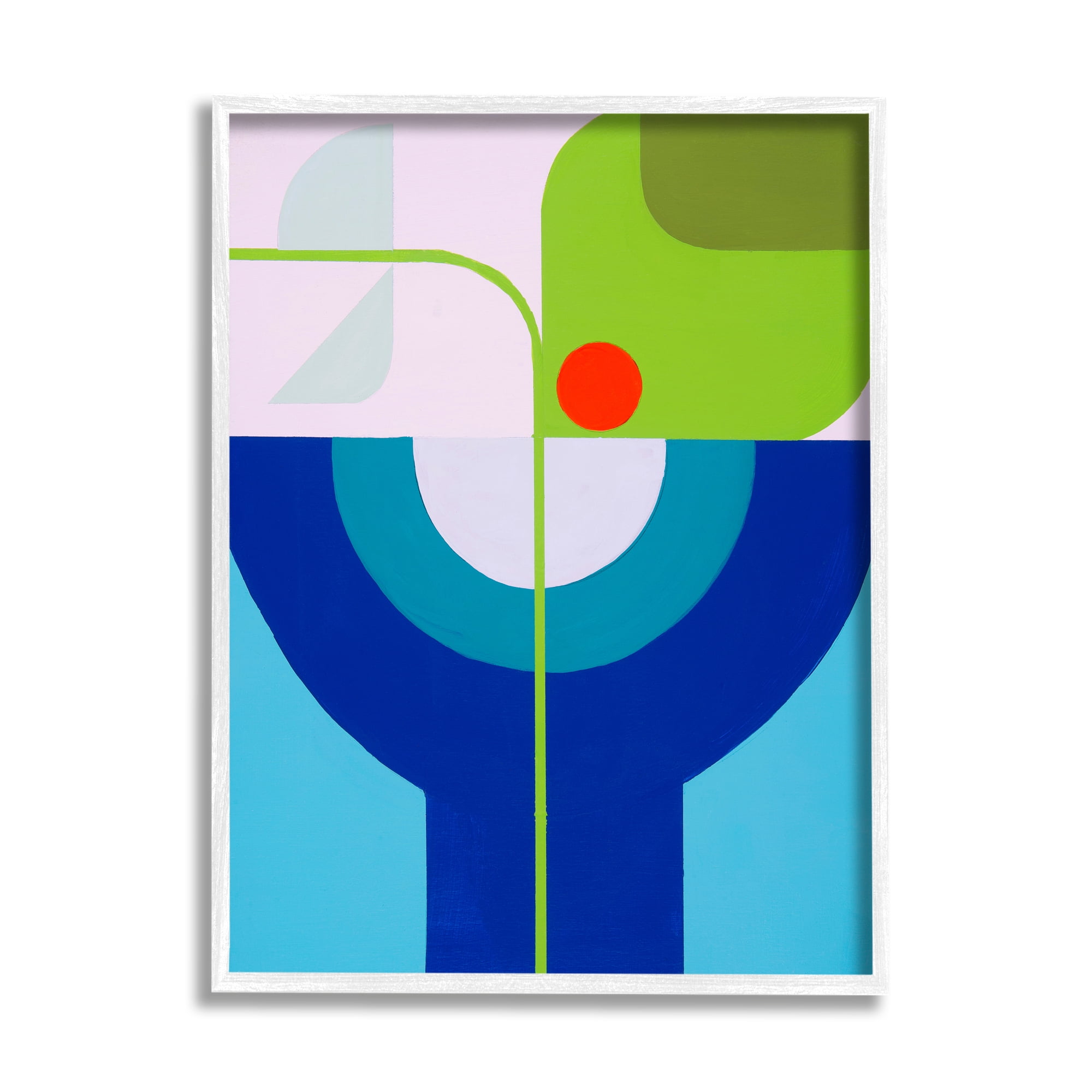 Stupell Industries Green & Blue Geometric Abstract Painting White Framed Art Print Wall Art, 11 x 14