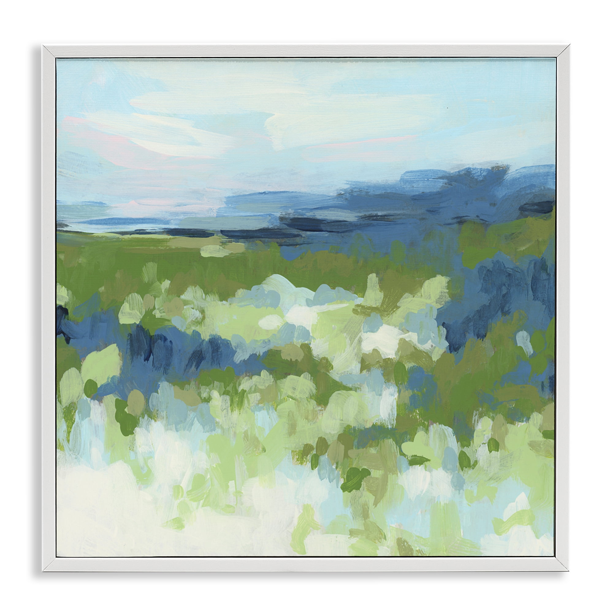 Stupell Industries Green & Blue Nature Abstract Painting White Framed Art Print Wall Art, 12 x 12