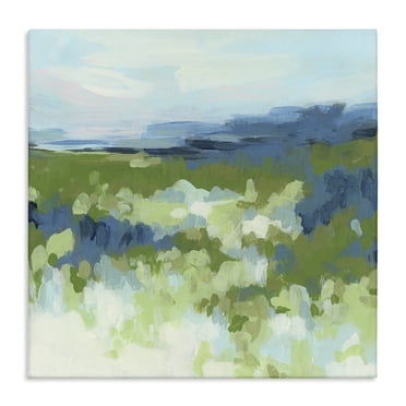 Stupell Industries Green & Blue Nature Abstract Painting Wrapped Canvas Art Print Wall Art, 17 x 17