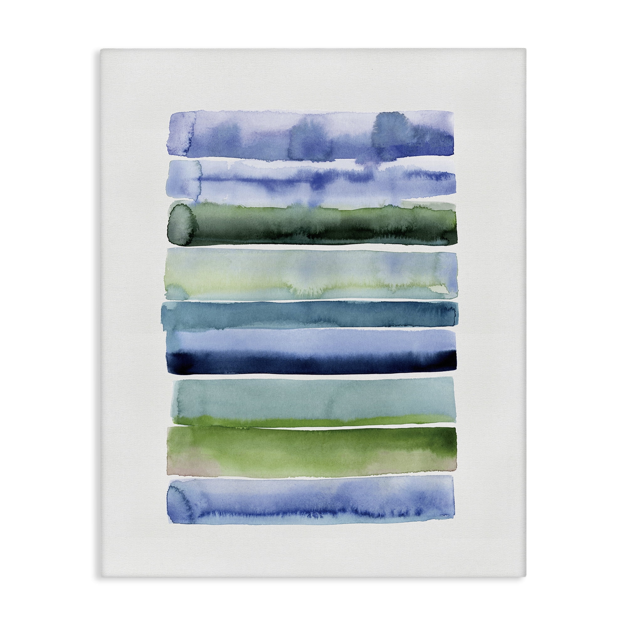 Stupell Industries Green & Blue Ombre Stripes Abstract Painting Gallery Wrapped Canvas Art Print Wall Art, 30 x 40