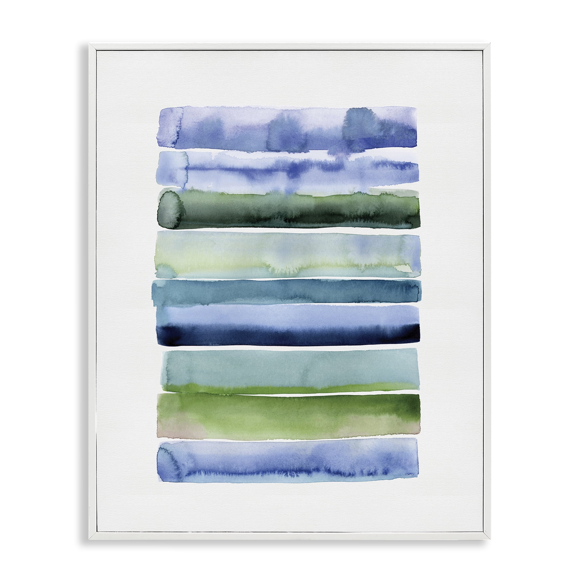 Stupell Industries Green & Blue Ombre Stripes Abstract Painting White Framed Art Print Wall Art, 16 x 20