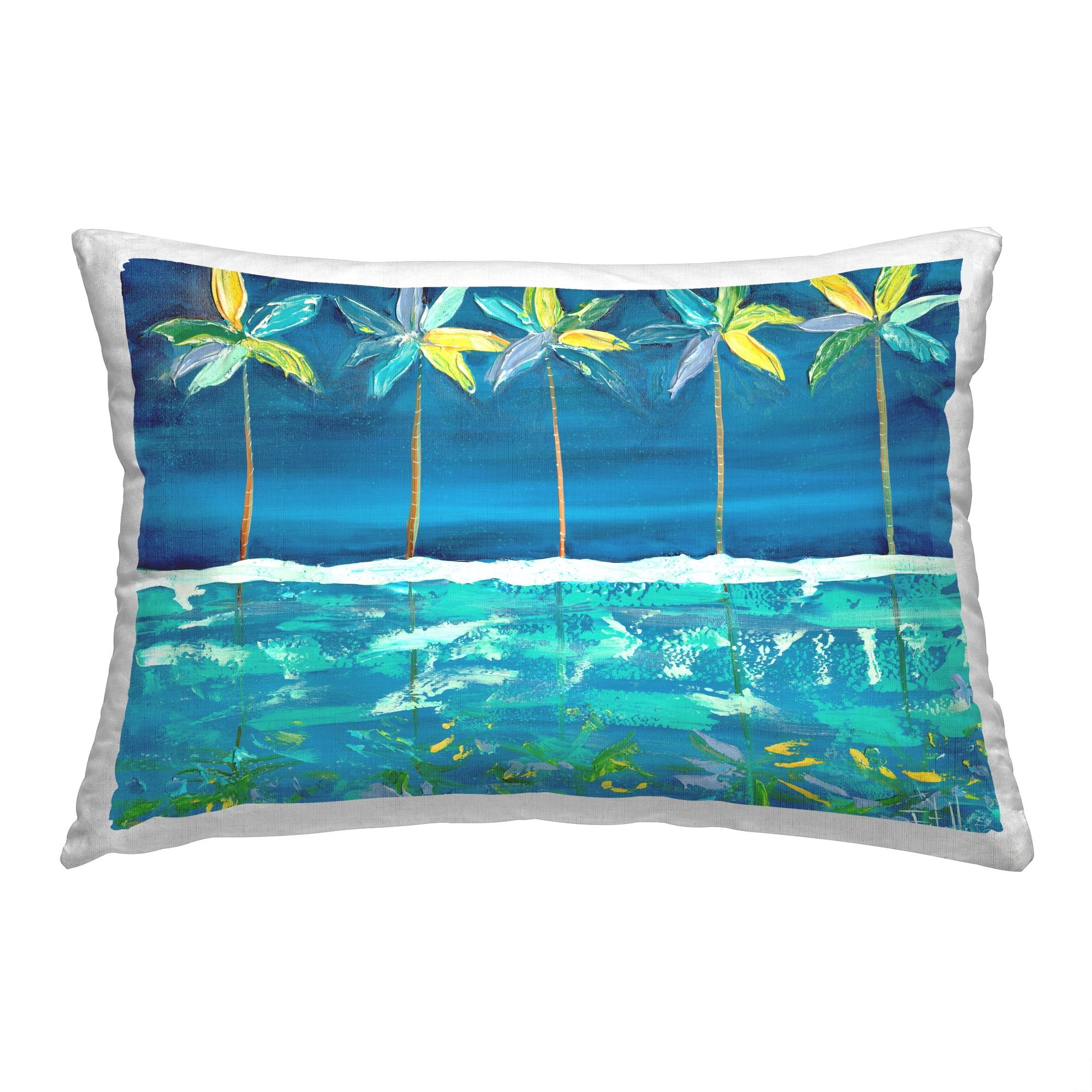 Stupell Industries Green & Blue Palms Decorative Printed Throw Pillow, 14 x 20