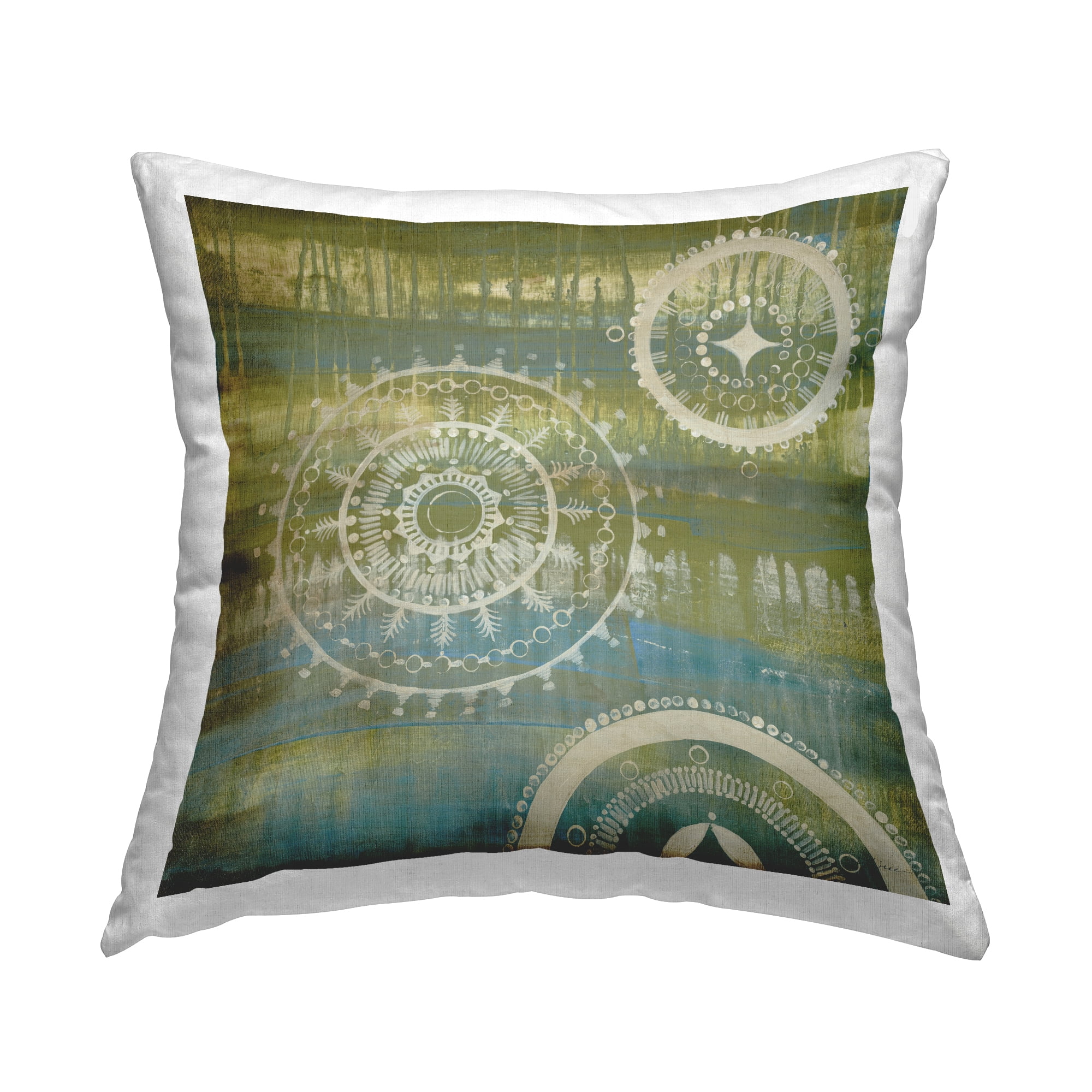 Stupell Industries Green Boho Fractals Square Decorative Printed Throw Pillow, 18 x 18