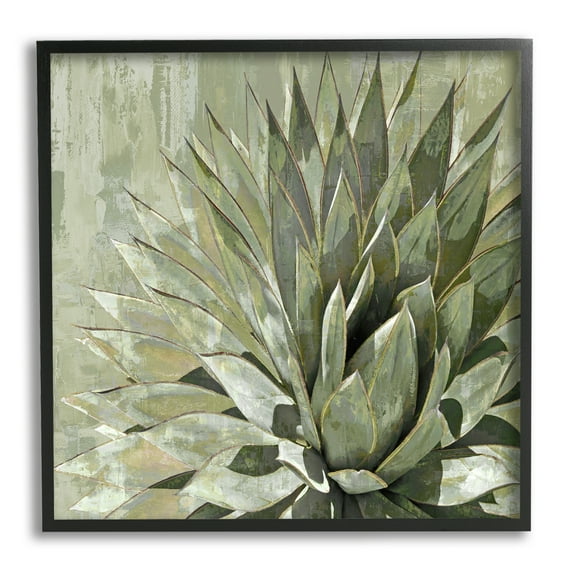 Stupell Industries Green Botanical Abstract Leaves Botanical & Floral Painting Black Framed Art Print Wall Art