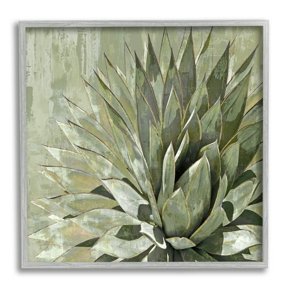 Stupell Industries Green Botanical Abstract Leaves Botanical & Floral Painting Gray Framed Art Print Wall Art