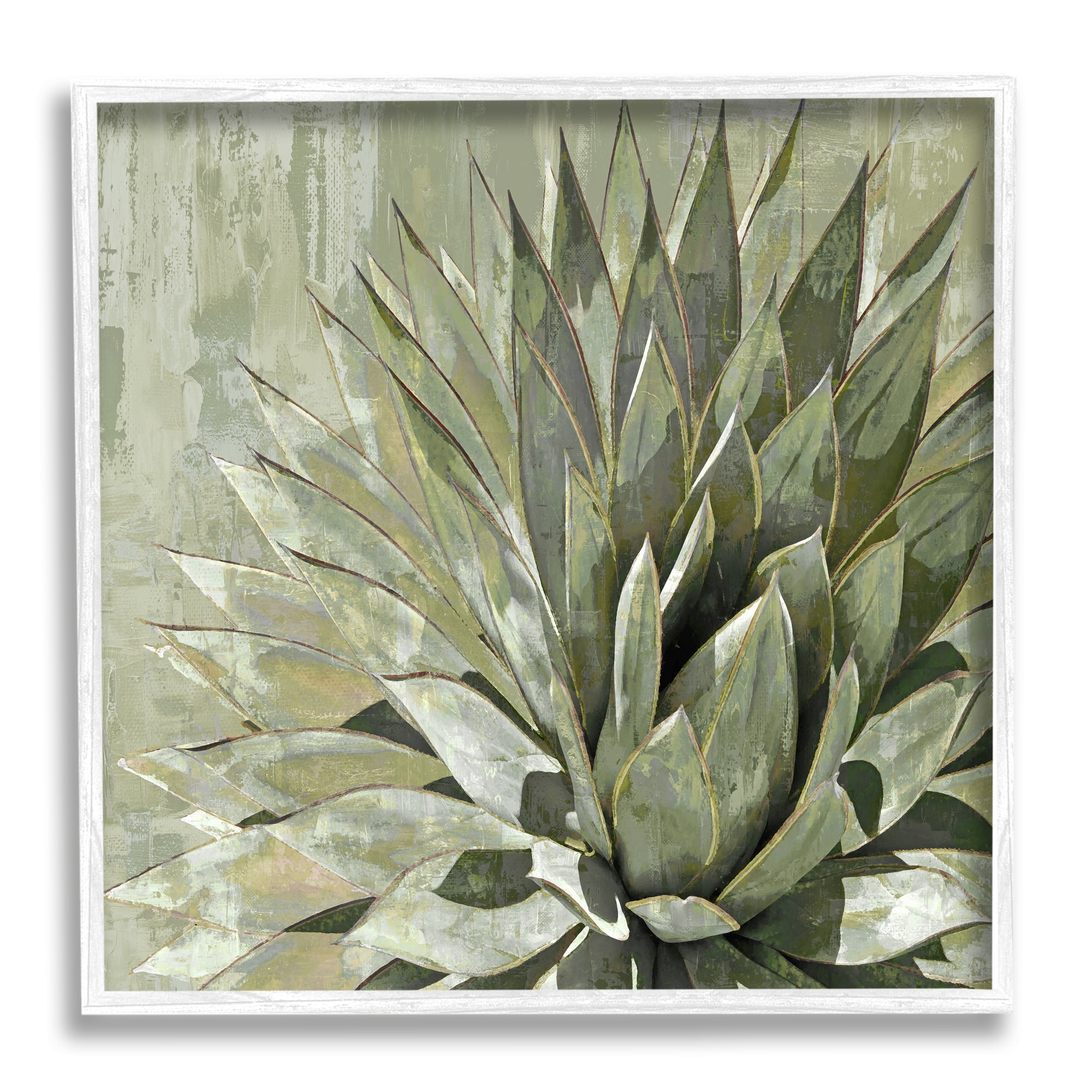 Stupell Industries Green Botanical Abstract Leaves Botanical & Floral Painting White Framed Art Print Wall Art