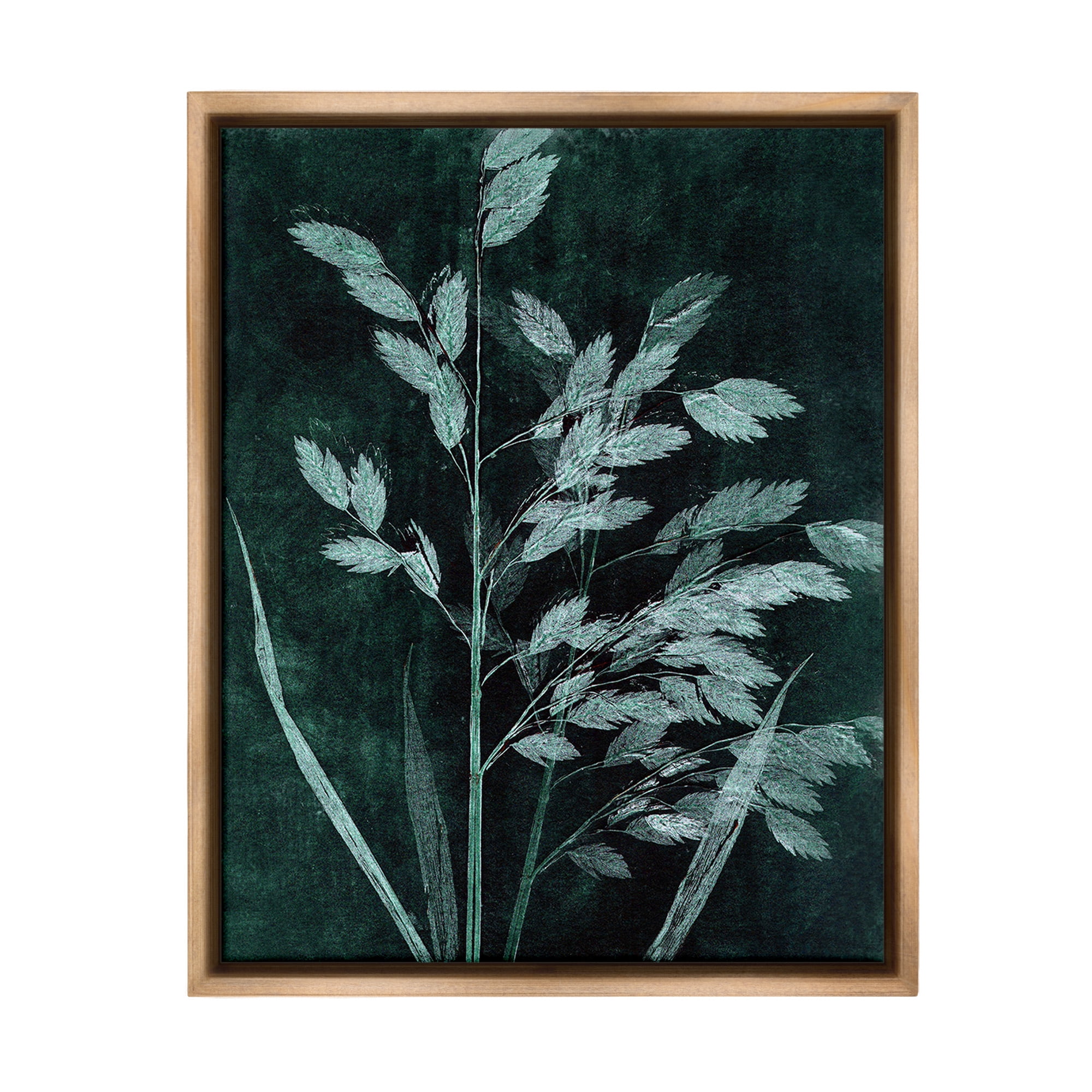 Stupell Industries Green Botanical Imprints Botanical & Floral Painting Brown Floater Framed Canvas Art Print Wall Art, 25 x 31