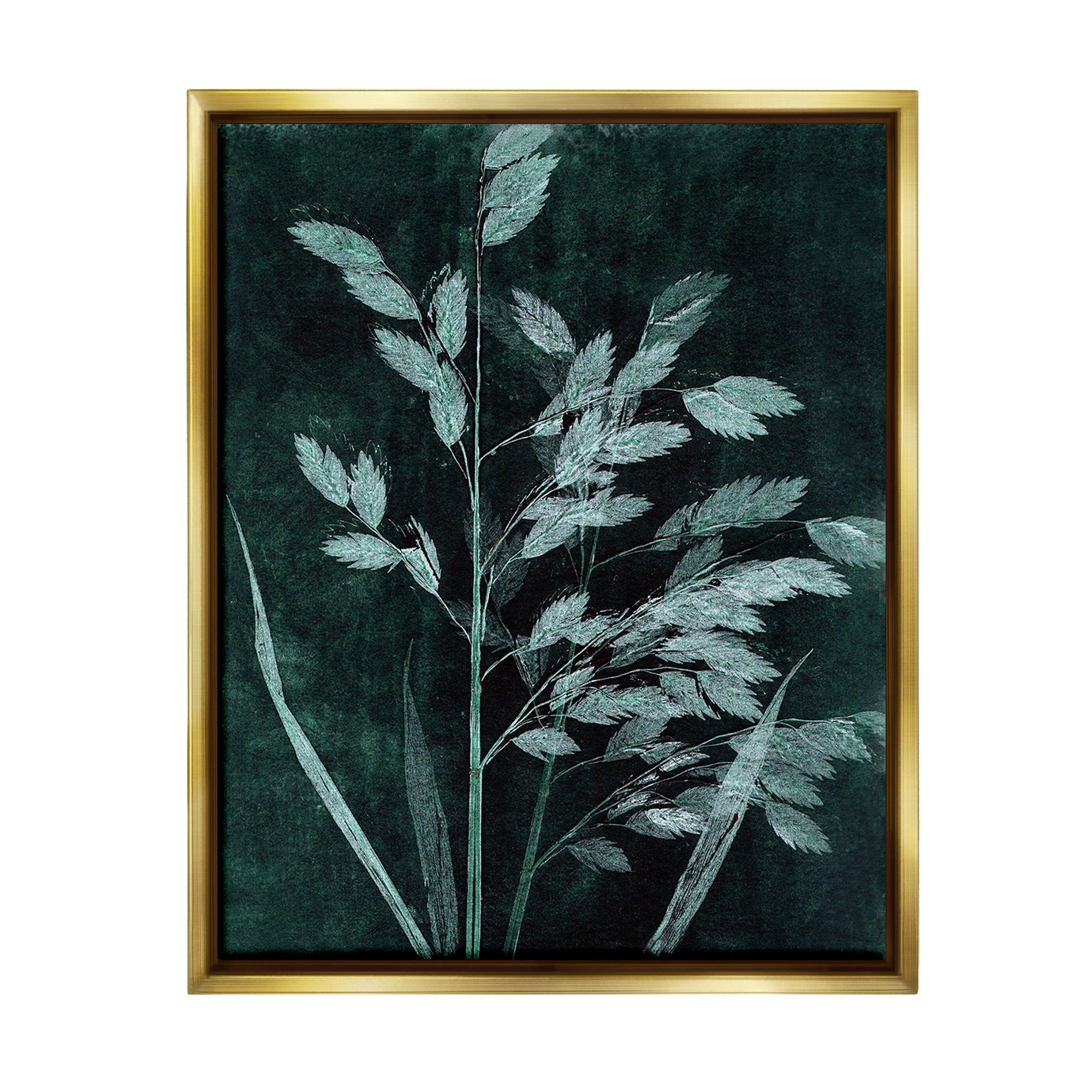 Stupell Industries Green Botanical Imprints Botanical & Floral Painting Gold Floater Framed Canvas Art Print Wall Art, 25 x 31