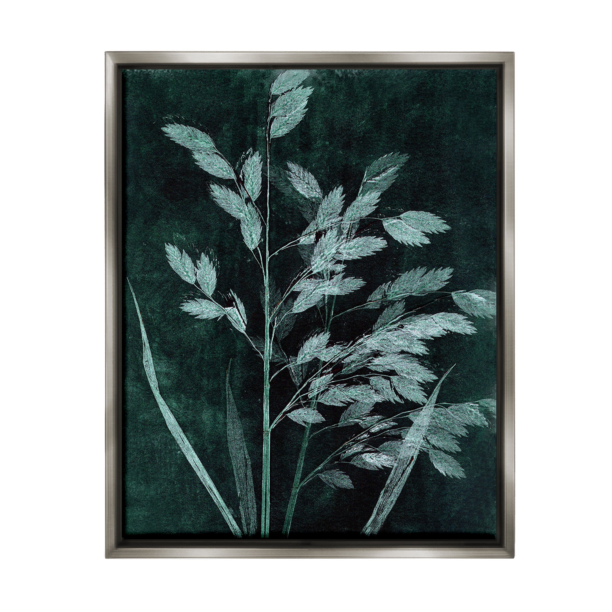 Stupell Industries Green Botanical Imprints Botanical & Floral Painting Gray Floater Framed Canvas Art Print Wall Art, 25 x 31