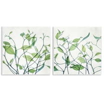 Stupell Industries Green Botanical Leaves Xray Plants & Flowers Painting Unframed Art Print Wall Art, 12 x 12, Set of 2