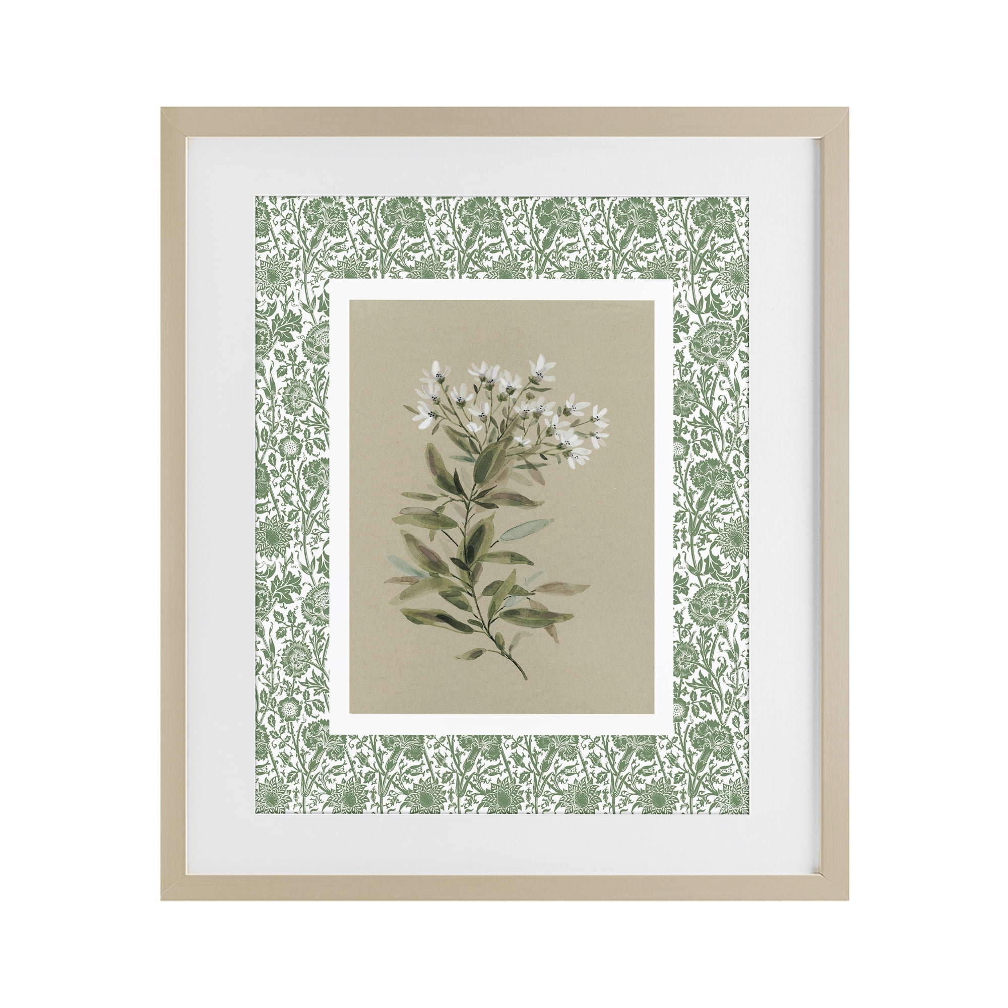 Stupell Industries Green Botanical Pattern Birch Framed Print Under Glass, design by Carol Robinson
