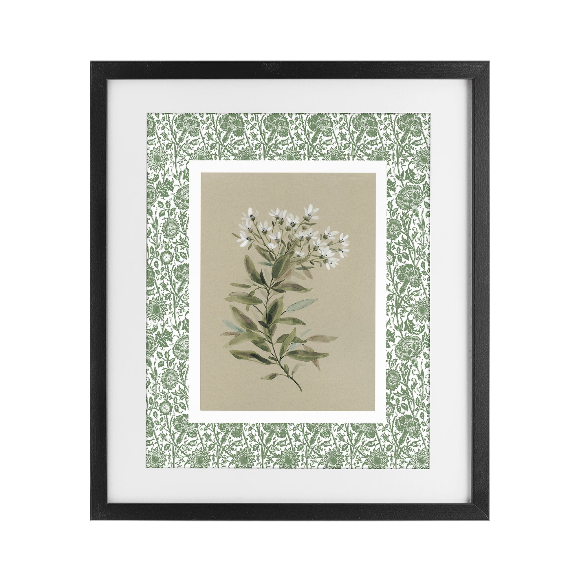 Stupell Industries Green Botanical Pattern Black Framed Print Under Glass, design by Carol Robinson
