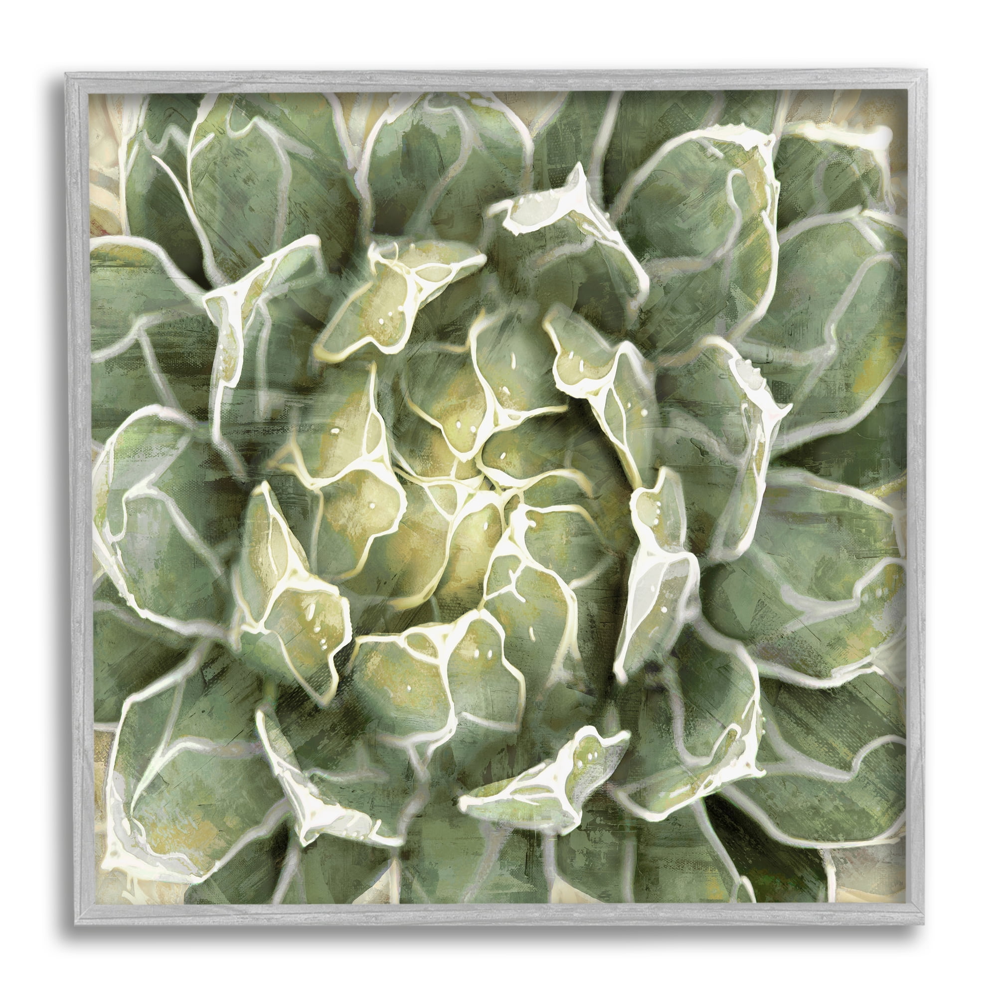 Stupell Industries Green Botanical Plant Leaves Botanical & Floral Painting Gray Framed Art Print Wall Art