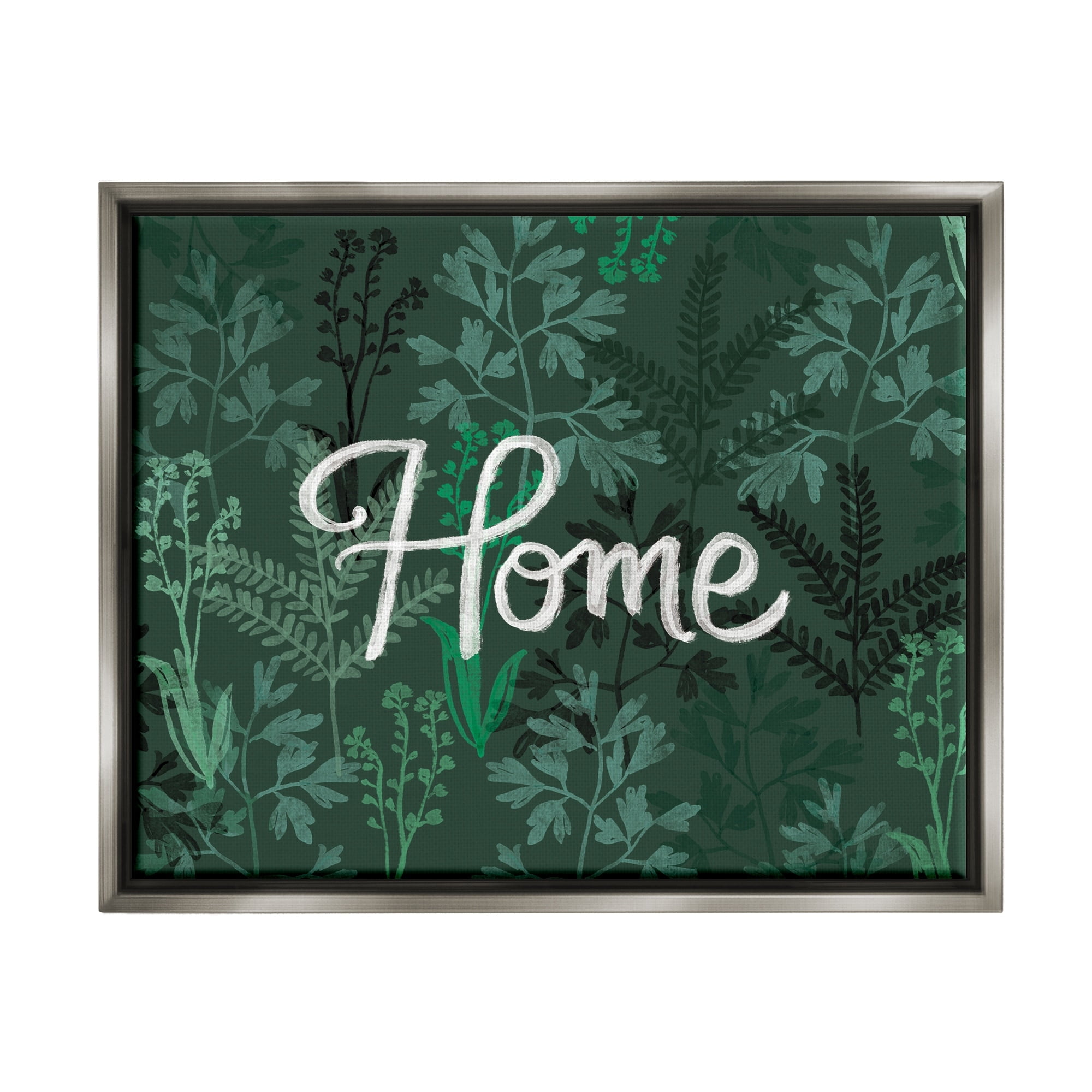 Stupell Industries Green Botanicals Plants Home Calligraphy Cottage Design Graphic Art Luster Gray Floating Framed Canvas Print Wall Art, Design by Ilaria Benedetti