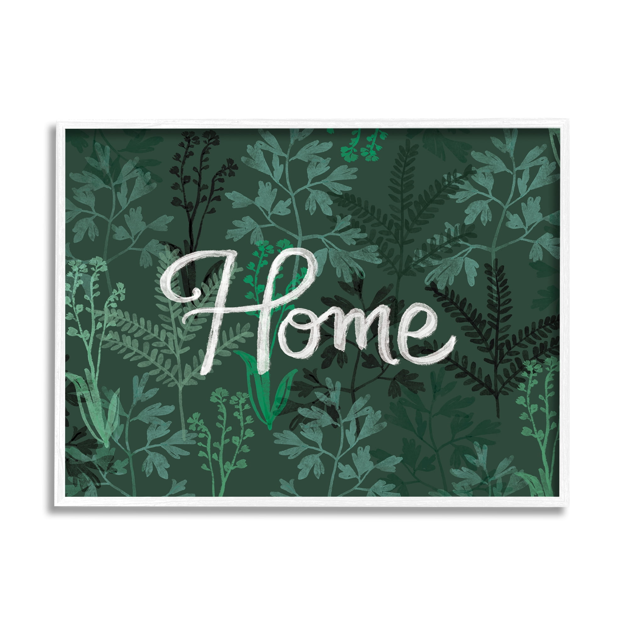 Stupell Industries Green Botanicals Plants Home Calligraphy Cottage Design Graphic Art White Framed Art Print Wall Art, Design by Ilaria Benedetti