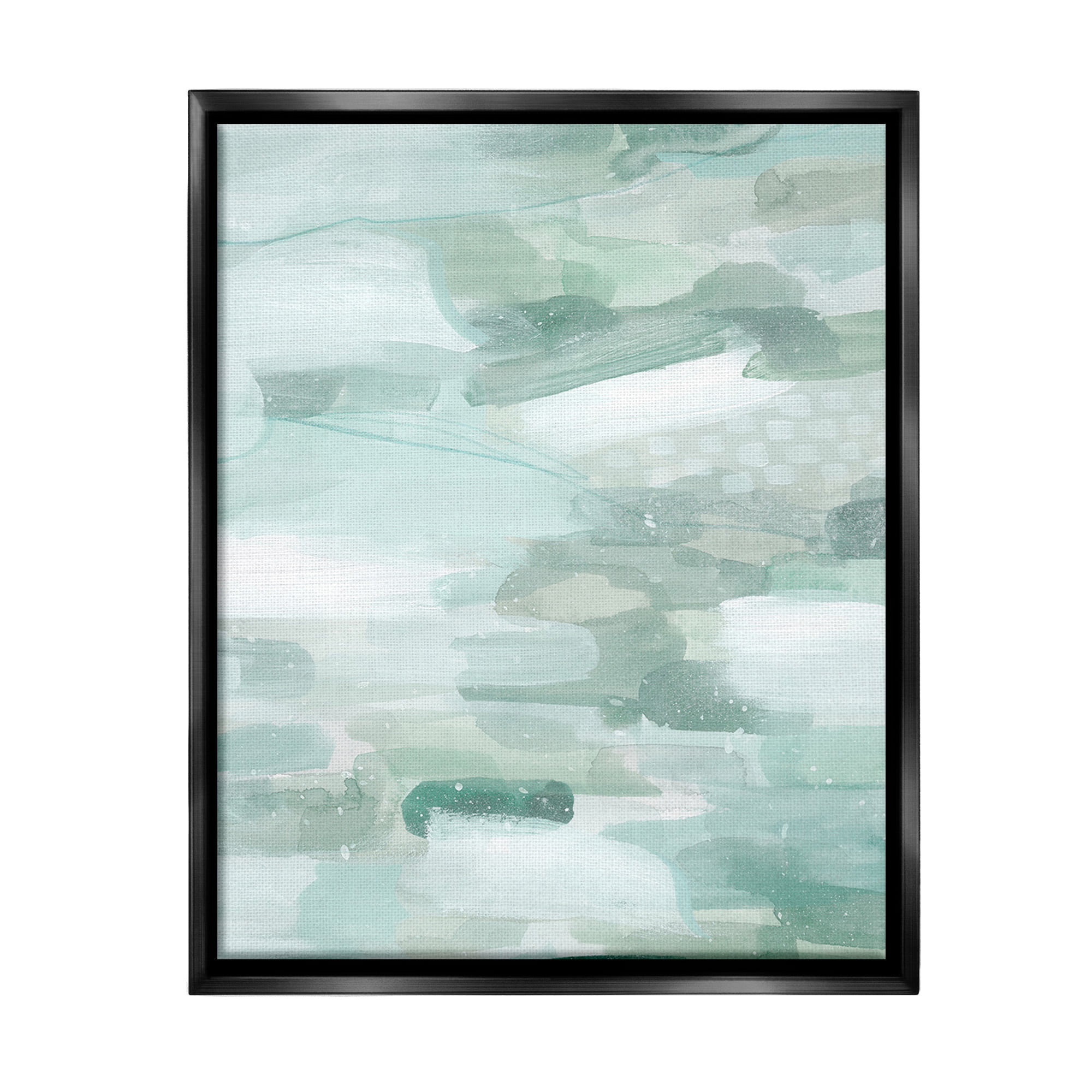 Green Abstract Brush Strokes Canvas Art with Black Frame, 17 x 21