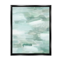 Stupell Industries Green Brush Strokes Abstract Painting Black Floater Framed Canvas Art Print Wall Art, 17 x 21
