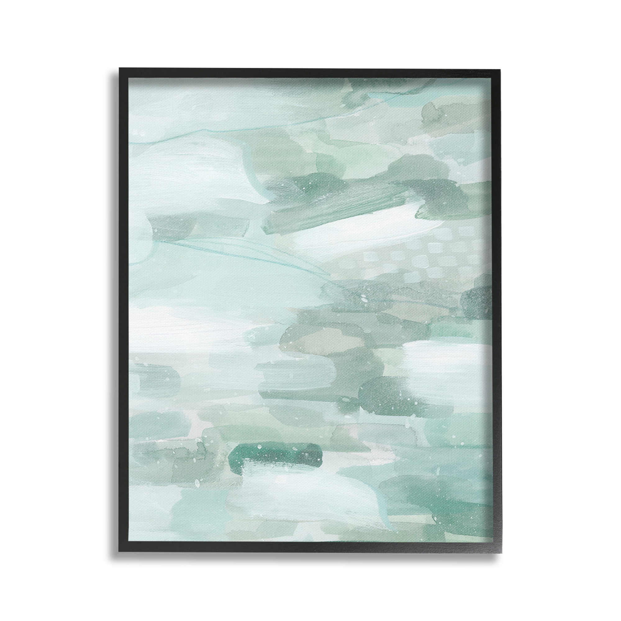 Stupell Industries Green Brush Strokes Abstract Painting Black Framed Art Print Wall Art, 16 x 20