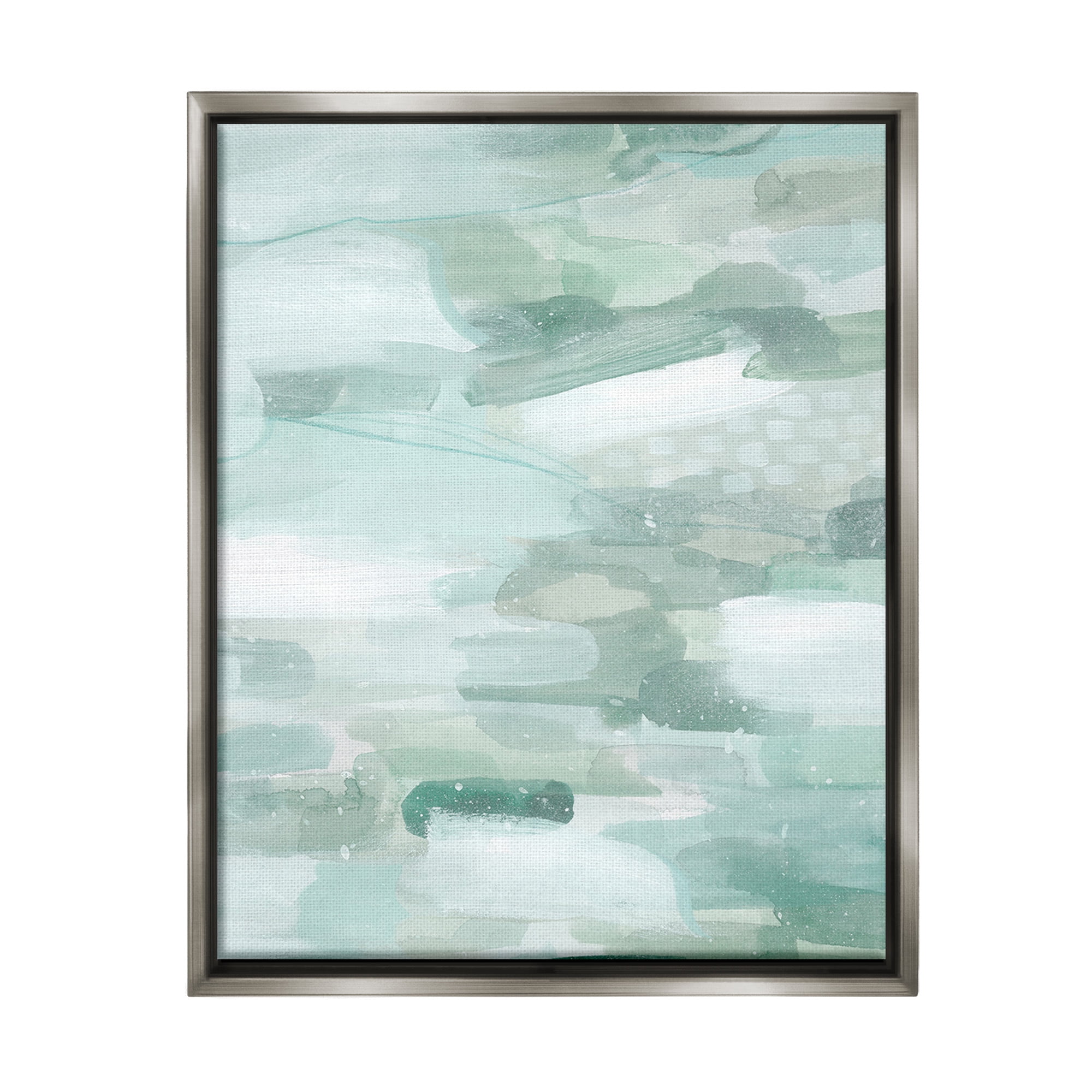 Stupell Industries Green Brush Strokes Abstract Painting Gray Floater Framed Canvas Art Print Wall Art, 25 x 31