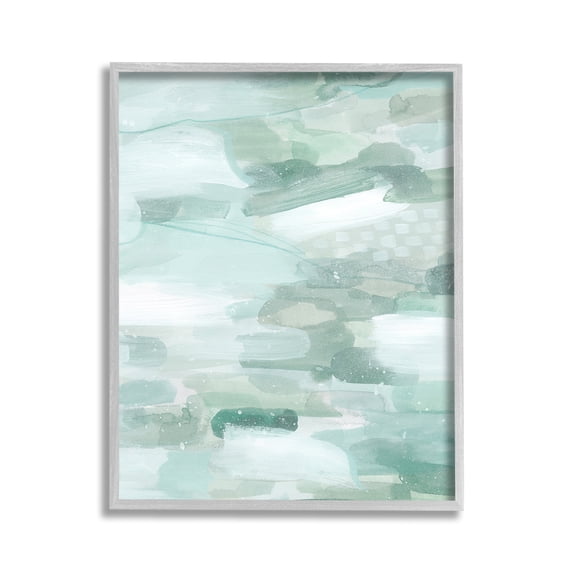 Stupell Industries Green Brush Strokes Abstract Painting Gray Framed Art Print Wall Art, 11 x 14