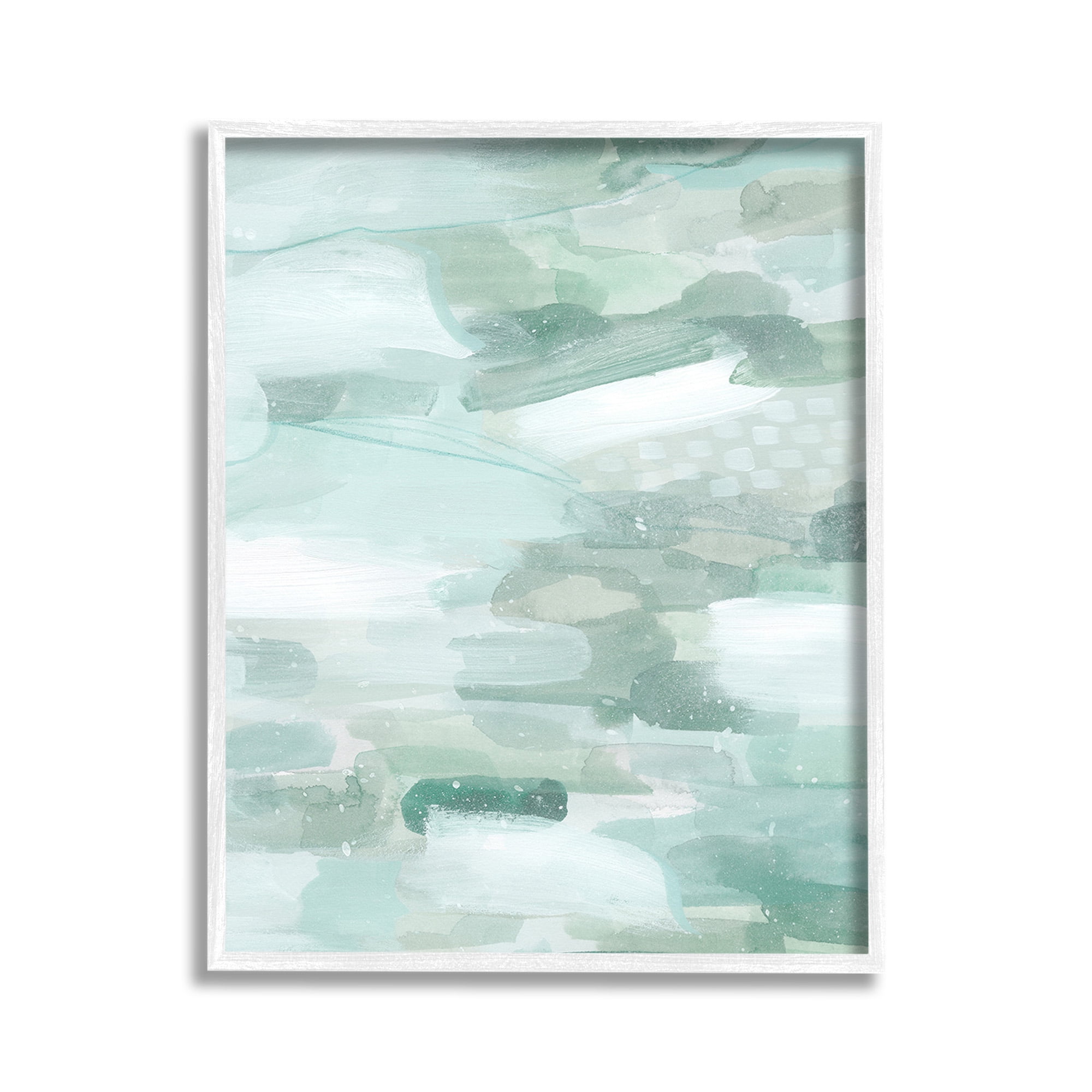 Stupell Industries Green Brush Strokes Abstract Painting White Framed Art Print Wall Art, 11 x 14