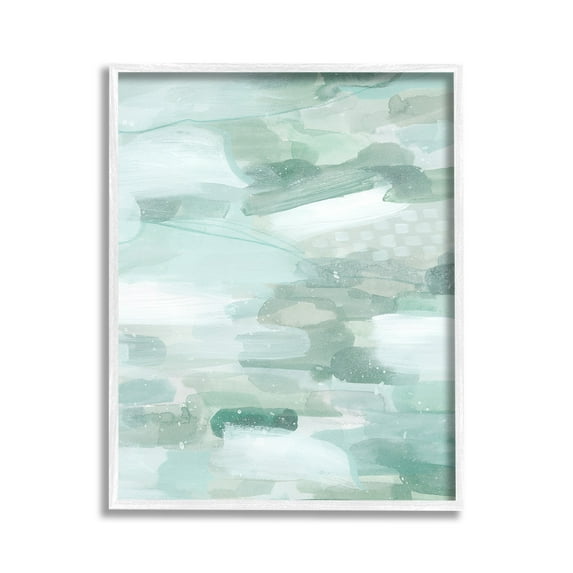 Stupell Industries Green Brush Strokes Abstract Painting White Framed Art Print Wall Art, 11 x 14