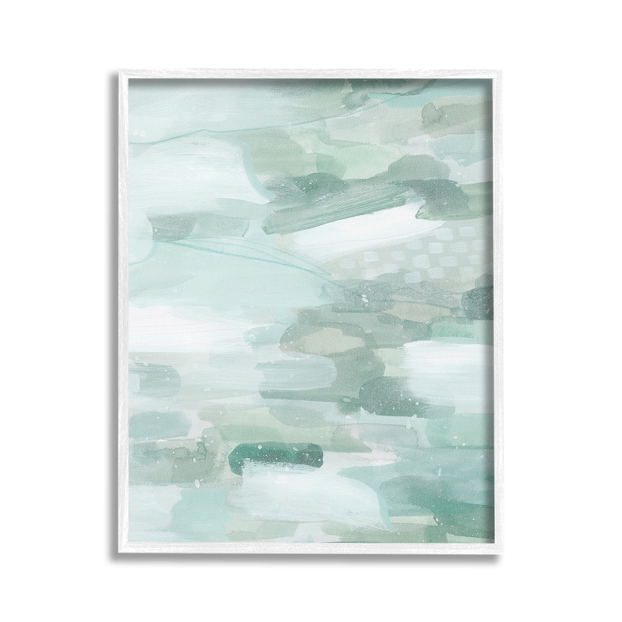 Stupell Industries Green Brush Strokes Abstract Painting White Framed Art Print Wall Art, 16 x 20
