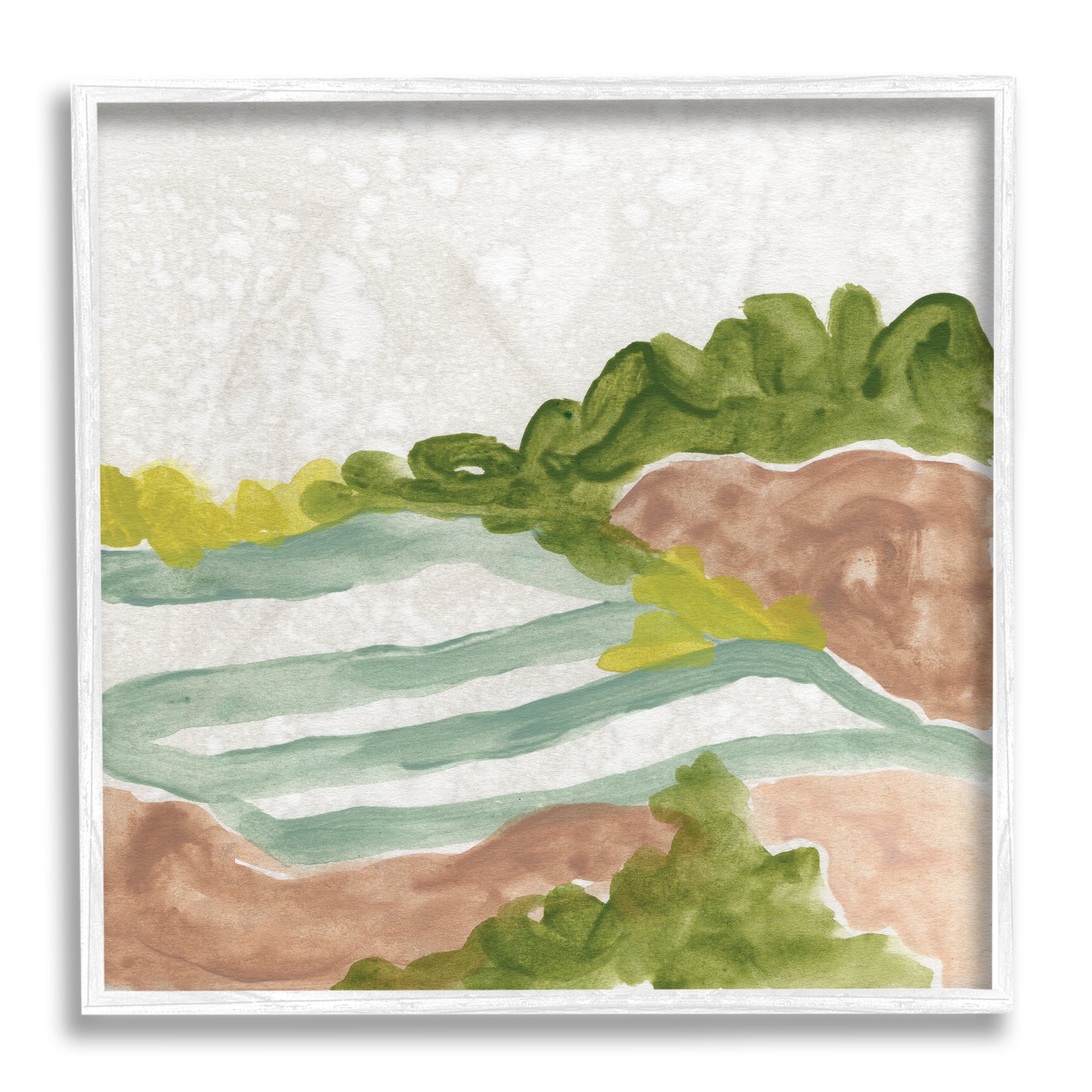 Stupell Industries Green Bush Meadow Landscape Soft Rolling Fields, 12 x 12, Designed by June Erica Vess