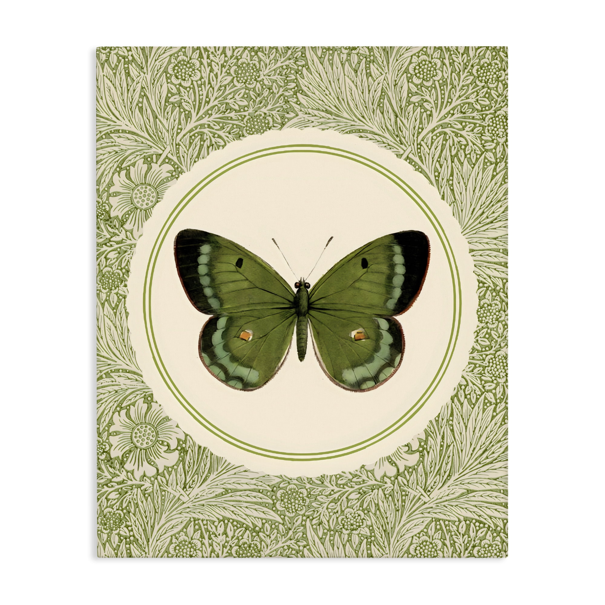 Stupell Industries Green Butterfly Botanical Medallion Canvas Wall Art, design by LSR Design Studio