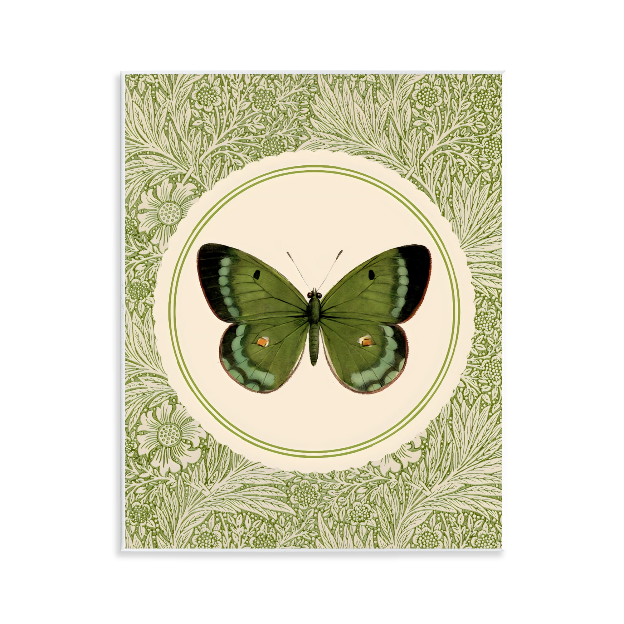 Stupell Industries Green Butterfly Botanical Medallion Wall Plaque Art, design by LSR Design Studio