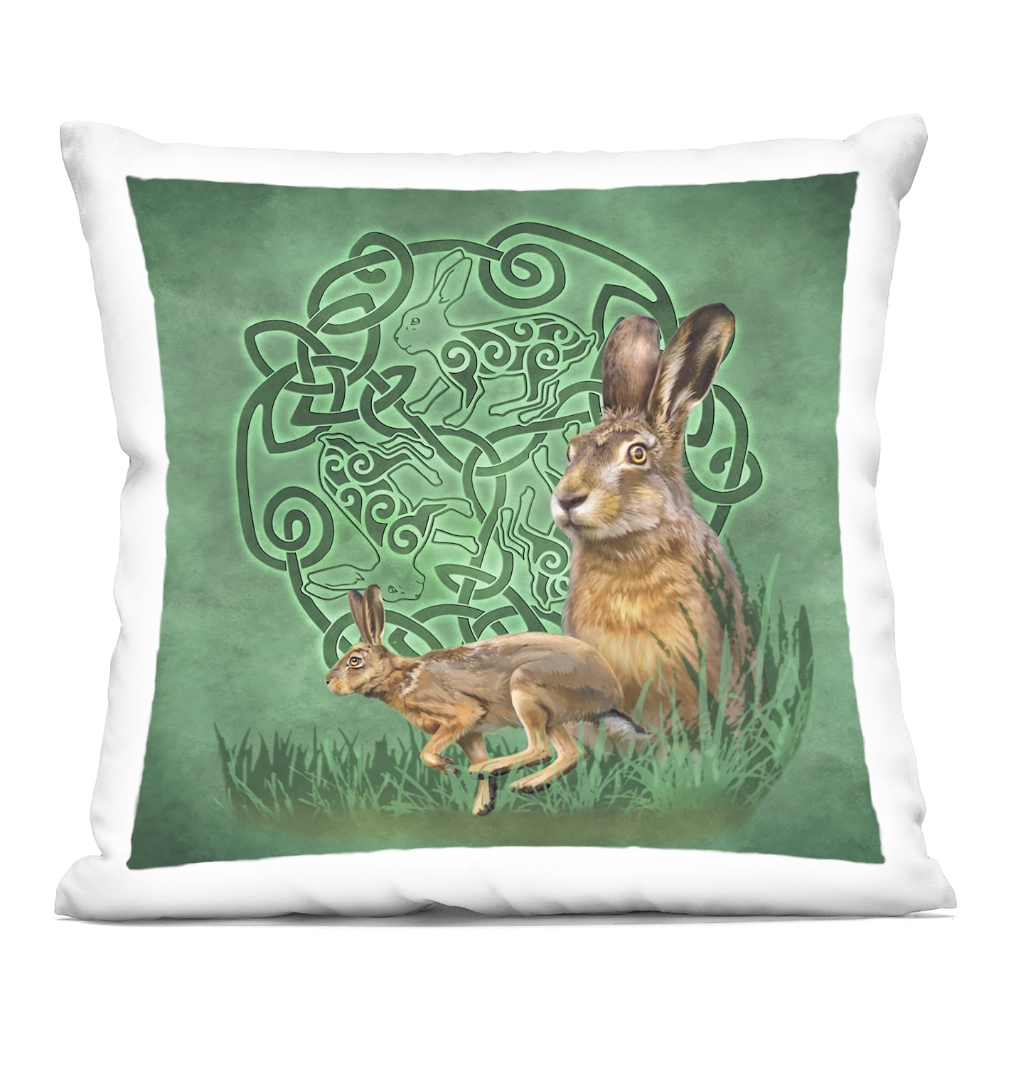 Stupell Industries Green Celtic Hare Decorative Printed Throw Pillow, 18 x 18