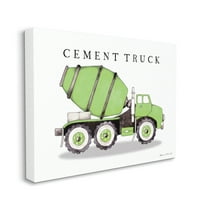 Stupell Industries Green Cement Truck Mixer Classic Construction Vehicle Canvas Wall Art, 36 x 48, Design by Stephanie Workman Marrott