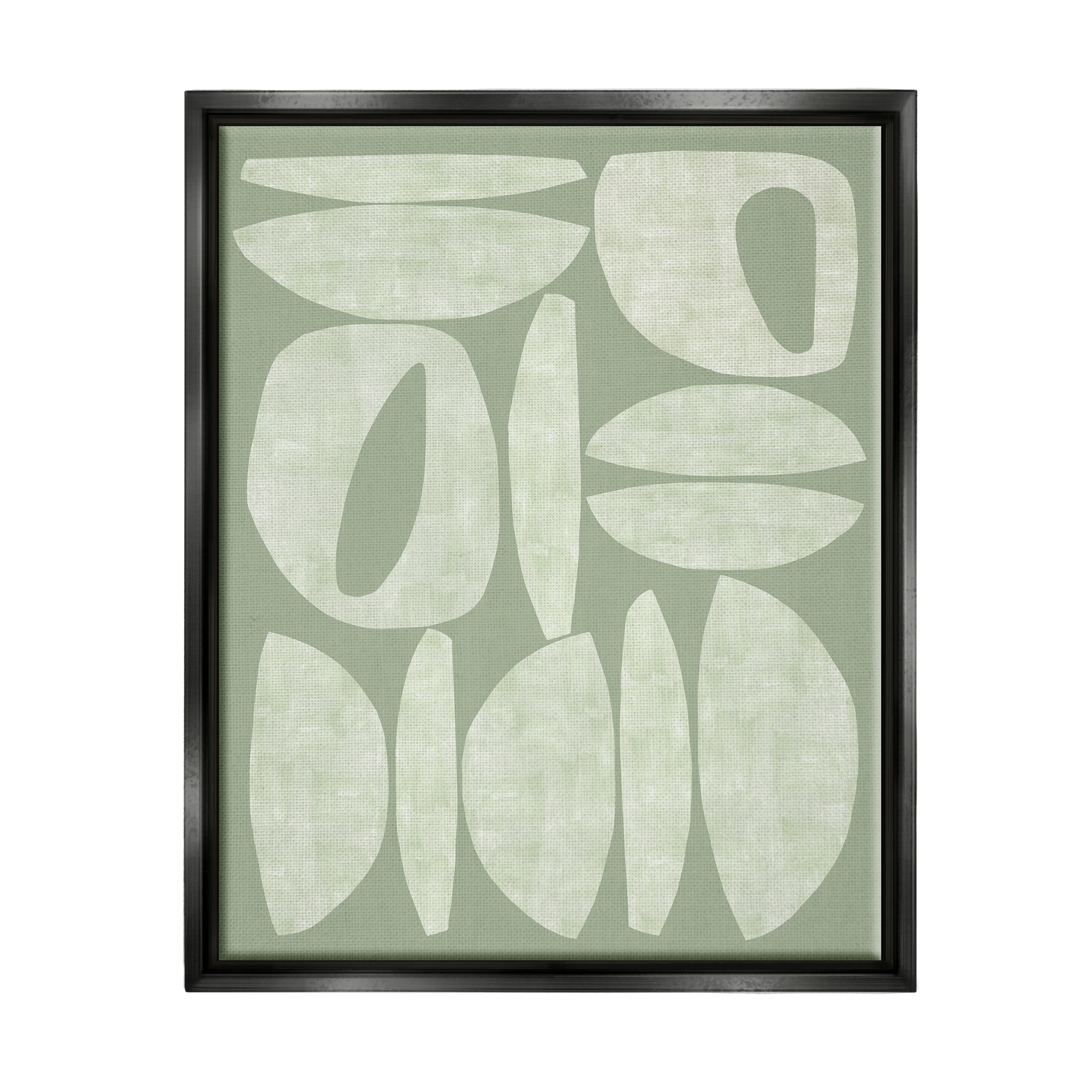 Stupell Industries Green Contemporary Shapes Abstract Painting Black Floater Framed Canvas Art Print Wall Art, 17 x 21