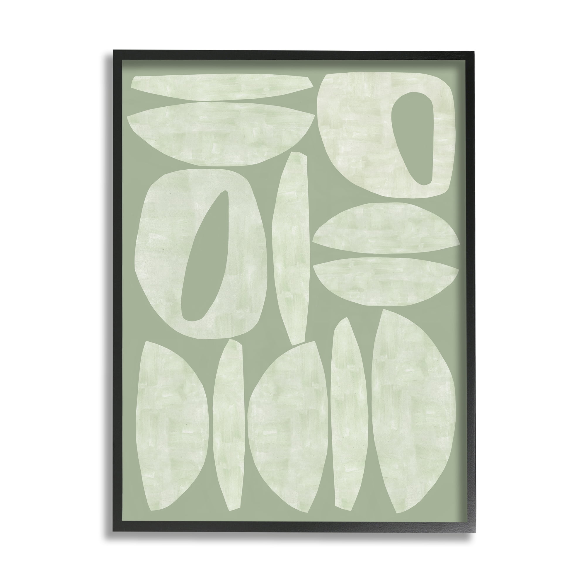 Stupell Industries Green Contemporary Shapes Abstract Painting Black Framed Art Print Wall Art, 16 x 20