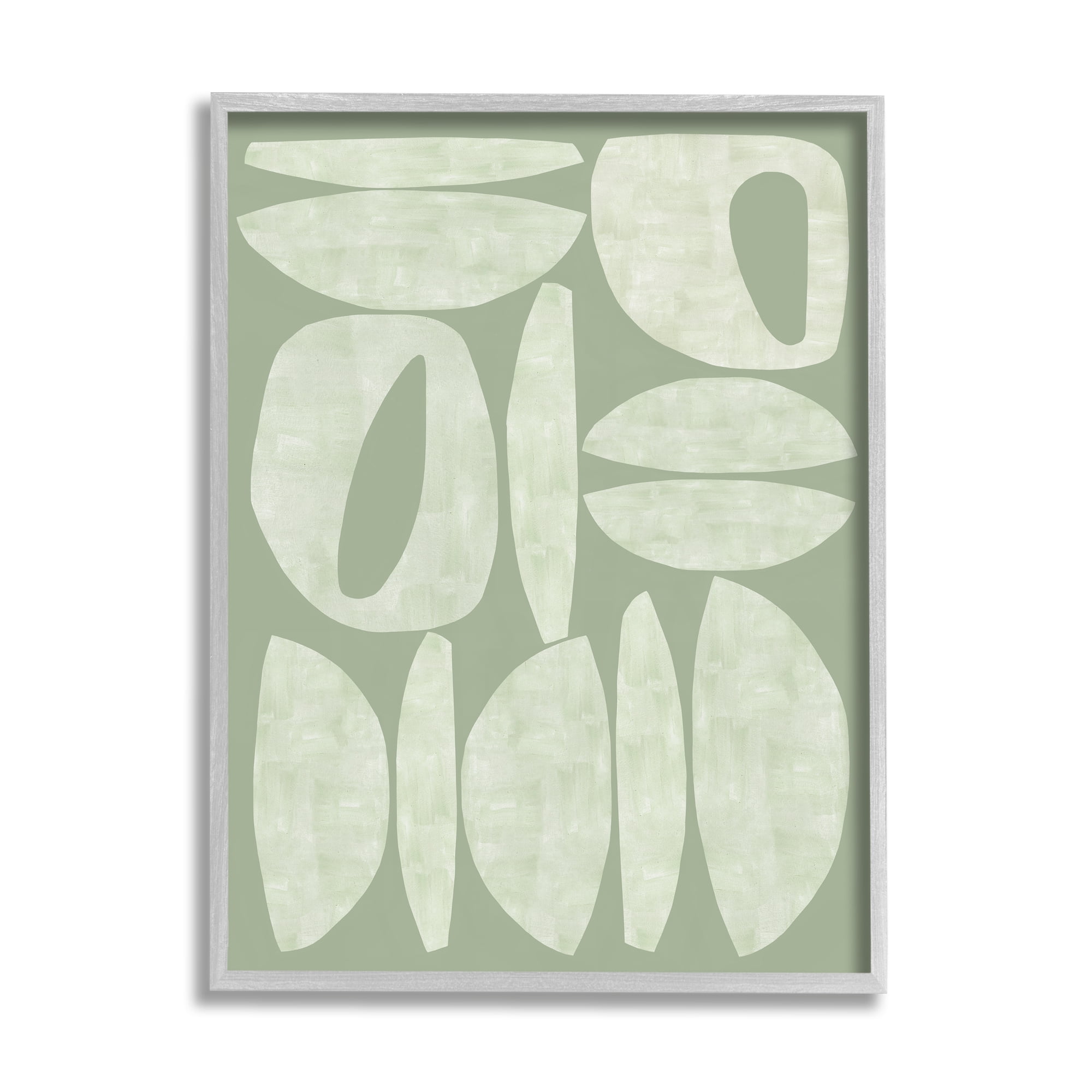 Stupell Industries Green Contemporary Shapes Abstract Painting Gray Framed Art Print Wall Art, 11 x 14