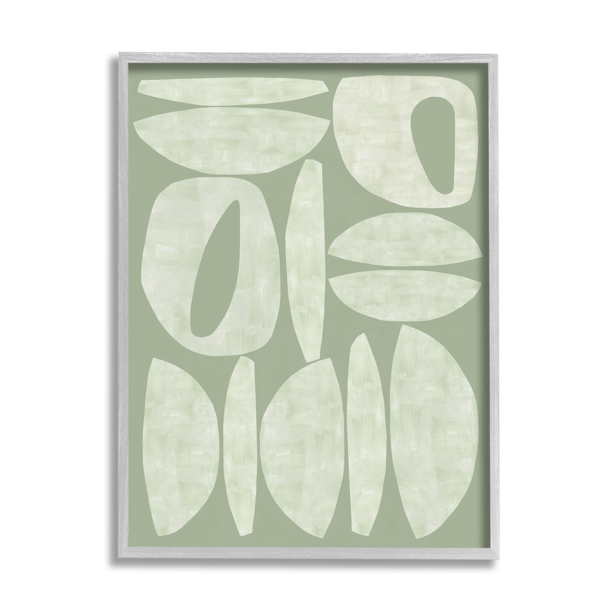 Stupell Industries Green Contemporary Shapes Abstract Painting Gray Framed Art Print Wall Art, 24 x 30