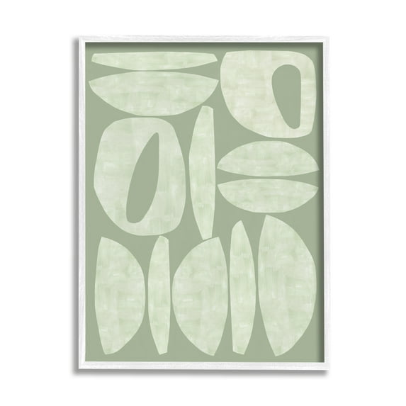 Stupell Industries Green Contemporary Shapes Abstract Painting White Framed Art Print Wall Art, 11 x 14