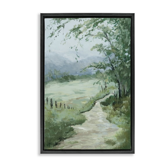 Stupell Industries Green Country Landscape Landscape & Nature Painting Black Floater Framed Canvas Art Print Wall Art, 17 x 25