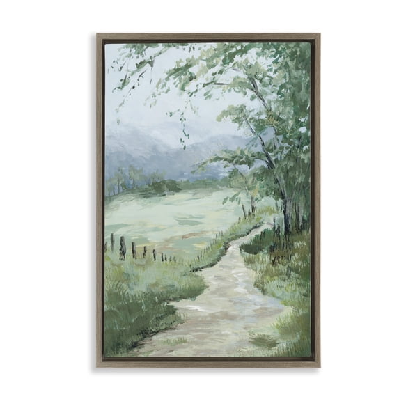Stupell Industries Transitional Green Country Landscape Brown Floating Frame Canvas Art, 17 x 25, by Jacob Q