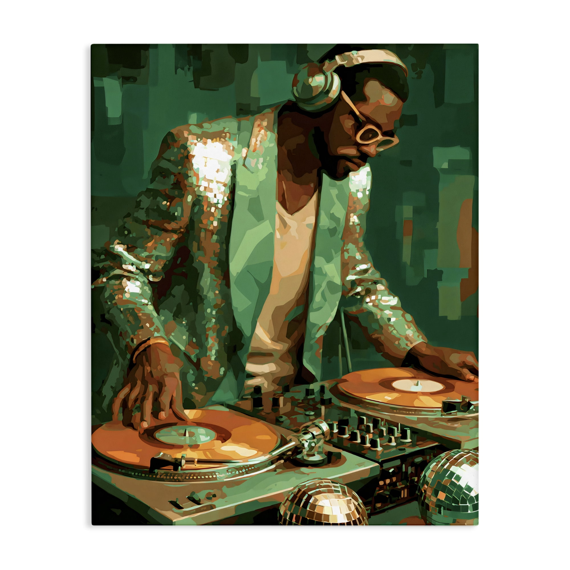 Stupell Industries Green Disco DJ Music Canvas Wall Art, design by Franklyn Gregory