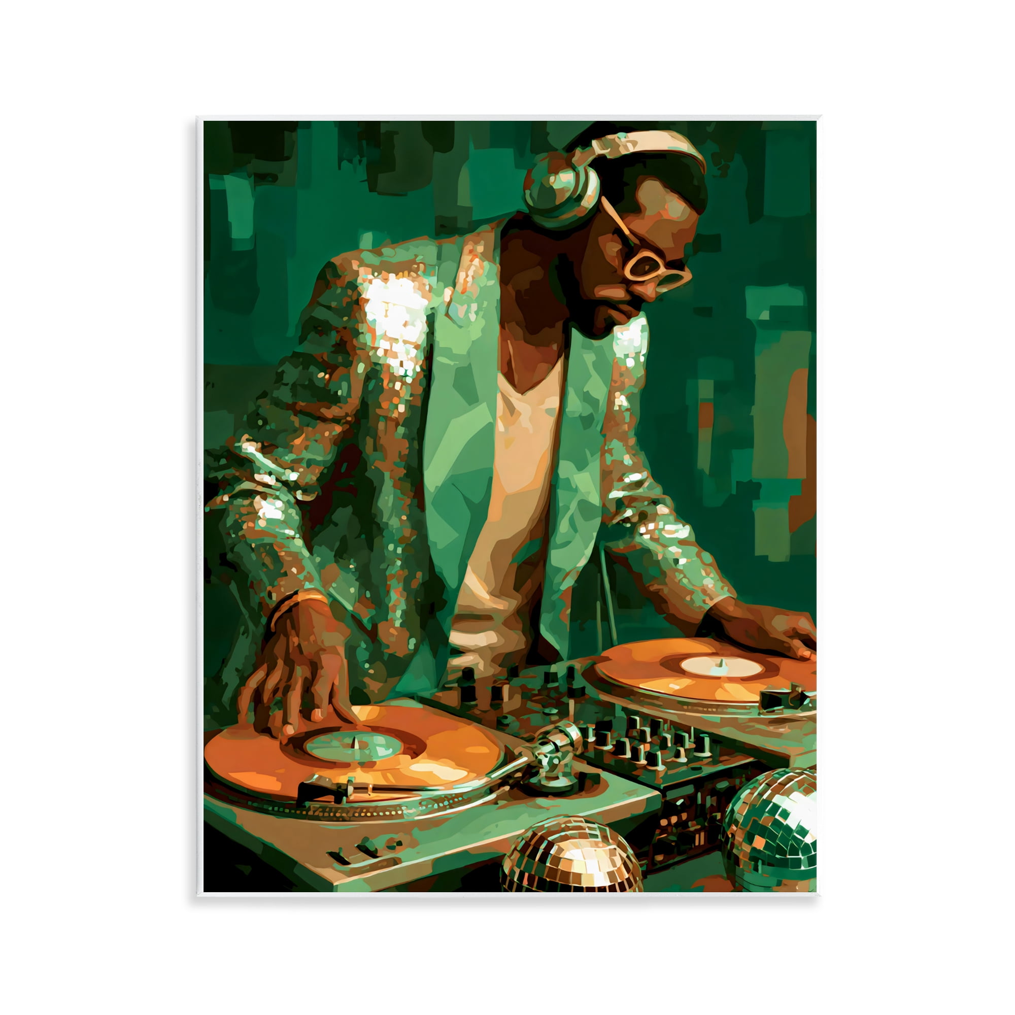 Stupell Industries Green Disco DJ Music Wall Plaque Art, design by Franklyn Gregory