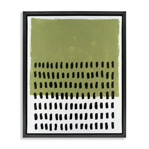 Stupell Industries Green Dotted Pattern Abstract Painting Black Floater Framed Canvas Art Print Wall Art, 17 x 21