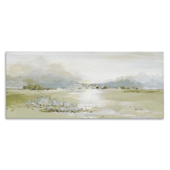 Stupell Industries Green Dunes Abstract Landscape Abstract Painting Wrapped Canvas Canvas Art Print Wall Art, 30 x 13