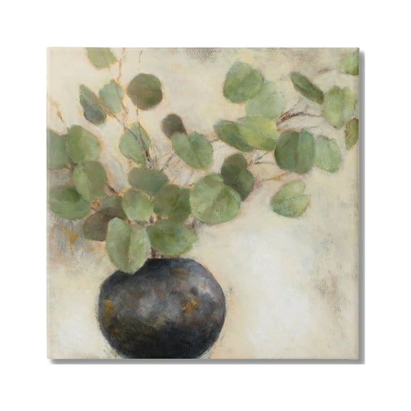 Stupell Industries Green Eucalyptus Leaves Potted Plant Artistic Brushstrokes Painting Gallery Wrapped Canvas Print Wall Art, Design by Lanie Loreth