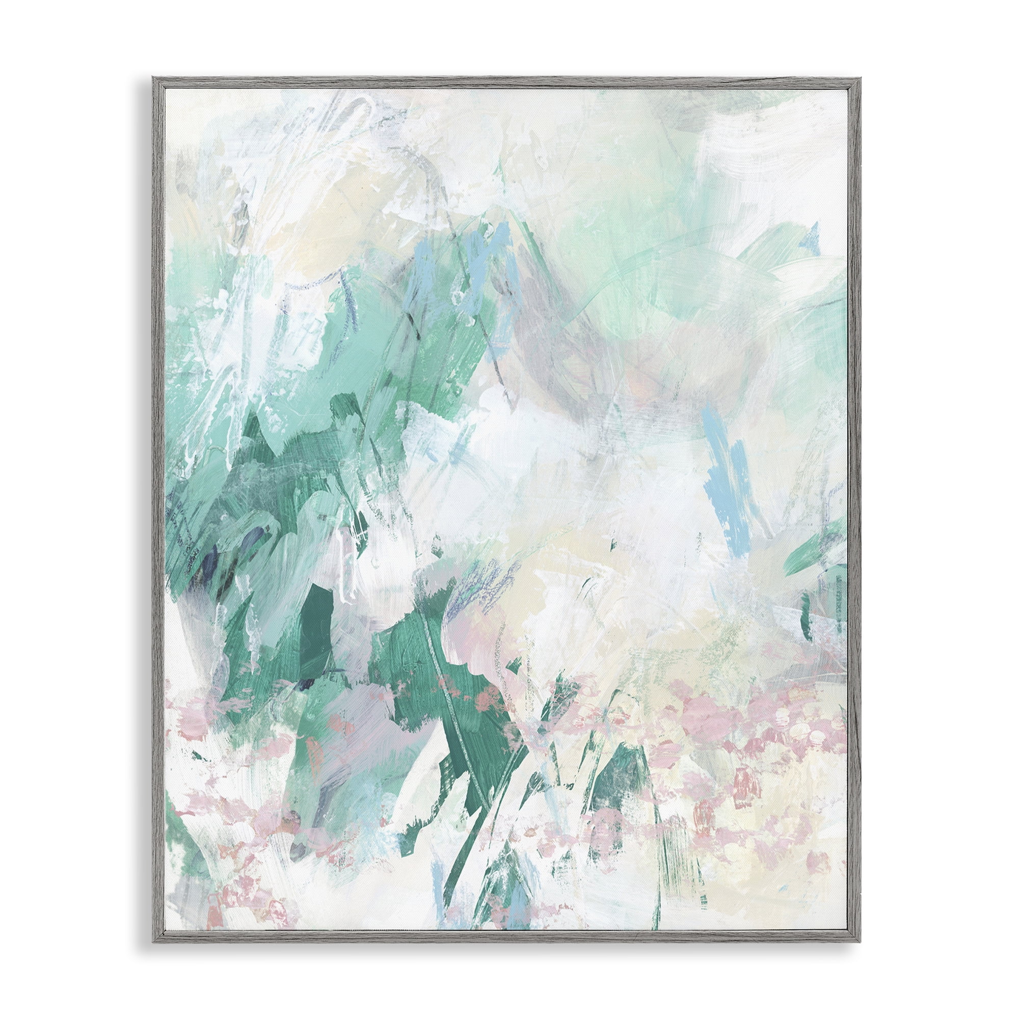 Stupell Industries Green Faded Splatter Abstract Painting Gray Framed Art Print Wall Art, 16 x 20