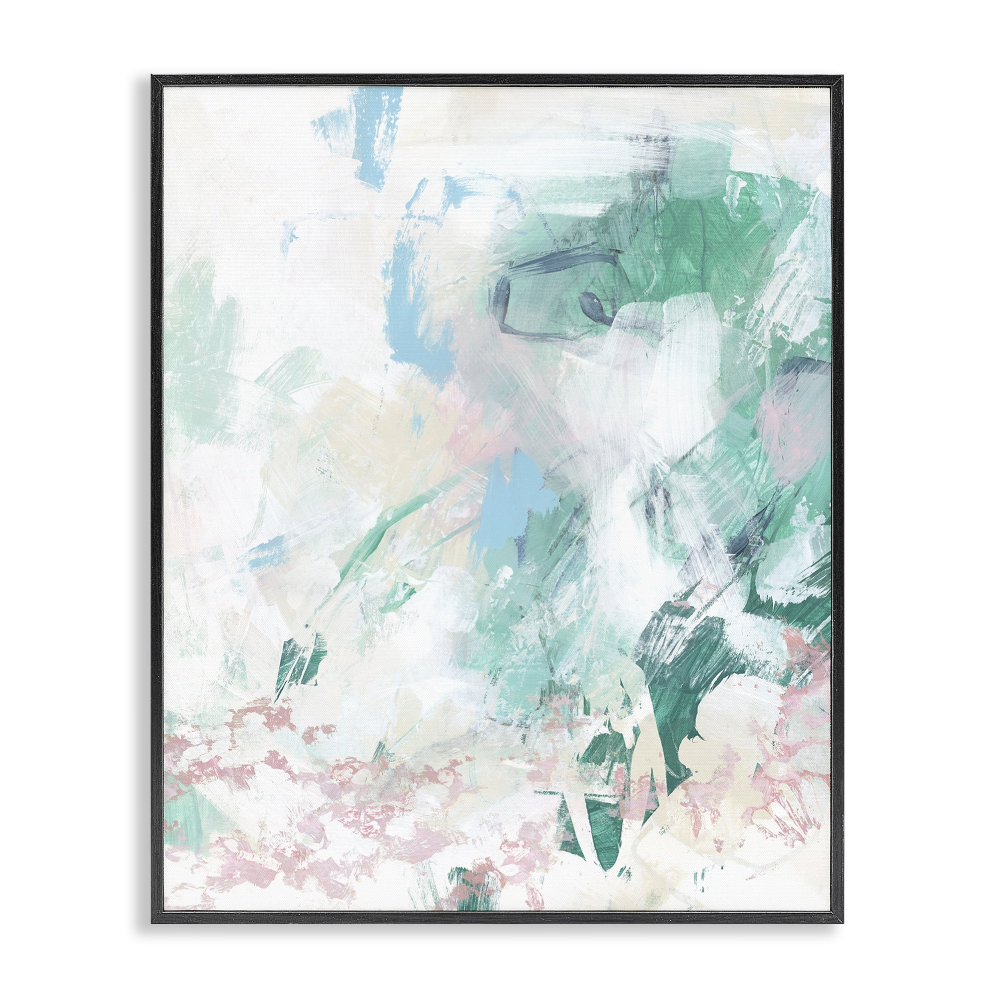 Stupell Industries Green Fading Brush Strokes Abstract Painting Black Framed Art Print Wall Art, 24 x 30