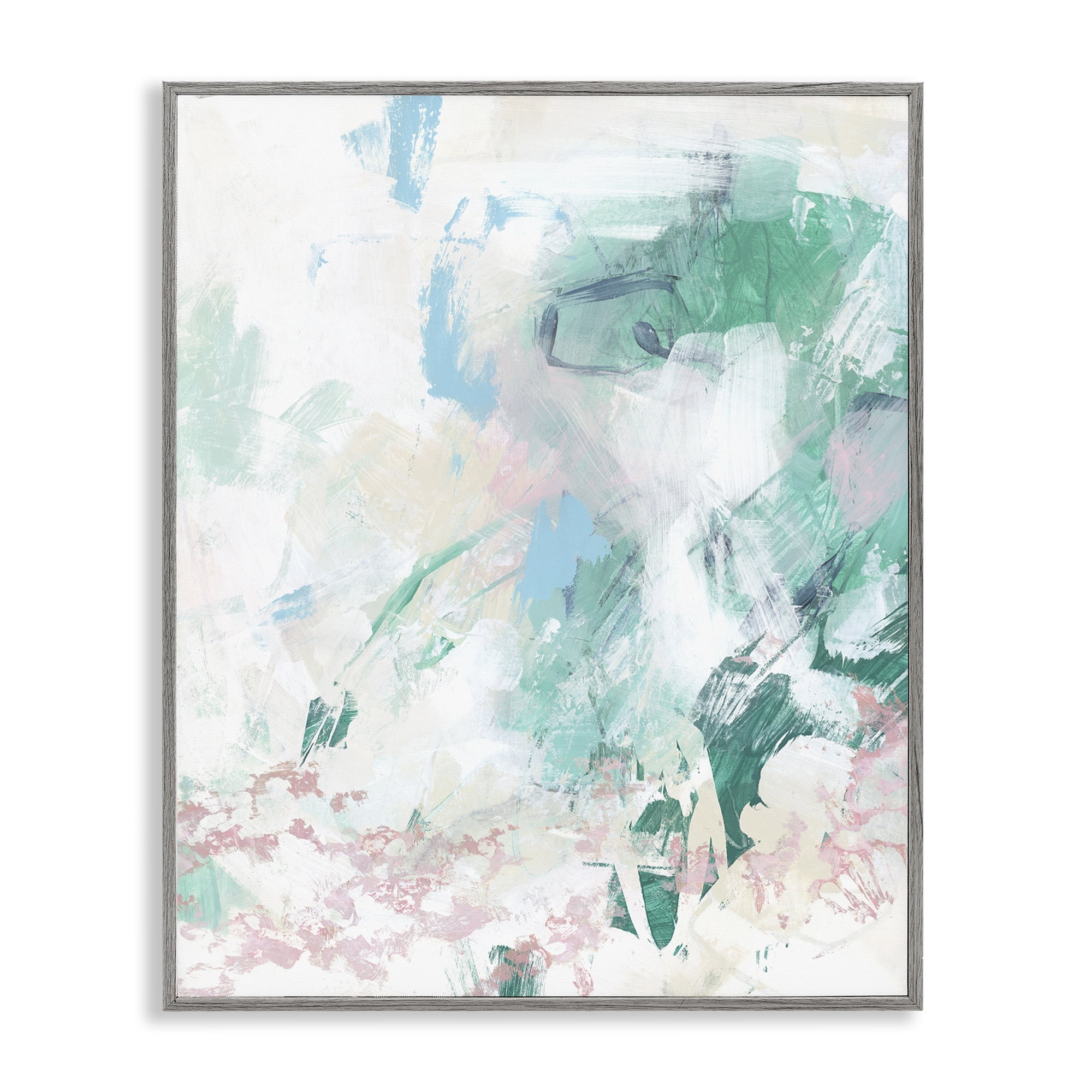 Stupell Industries Green Fading Brush Strokes Abstract Painting Gray Framed Art Print Wall Art, 16 x 20