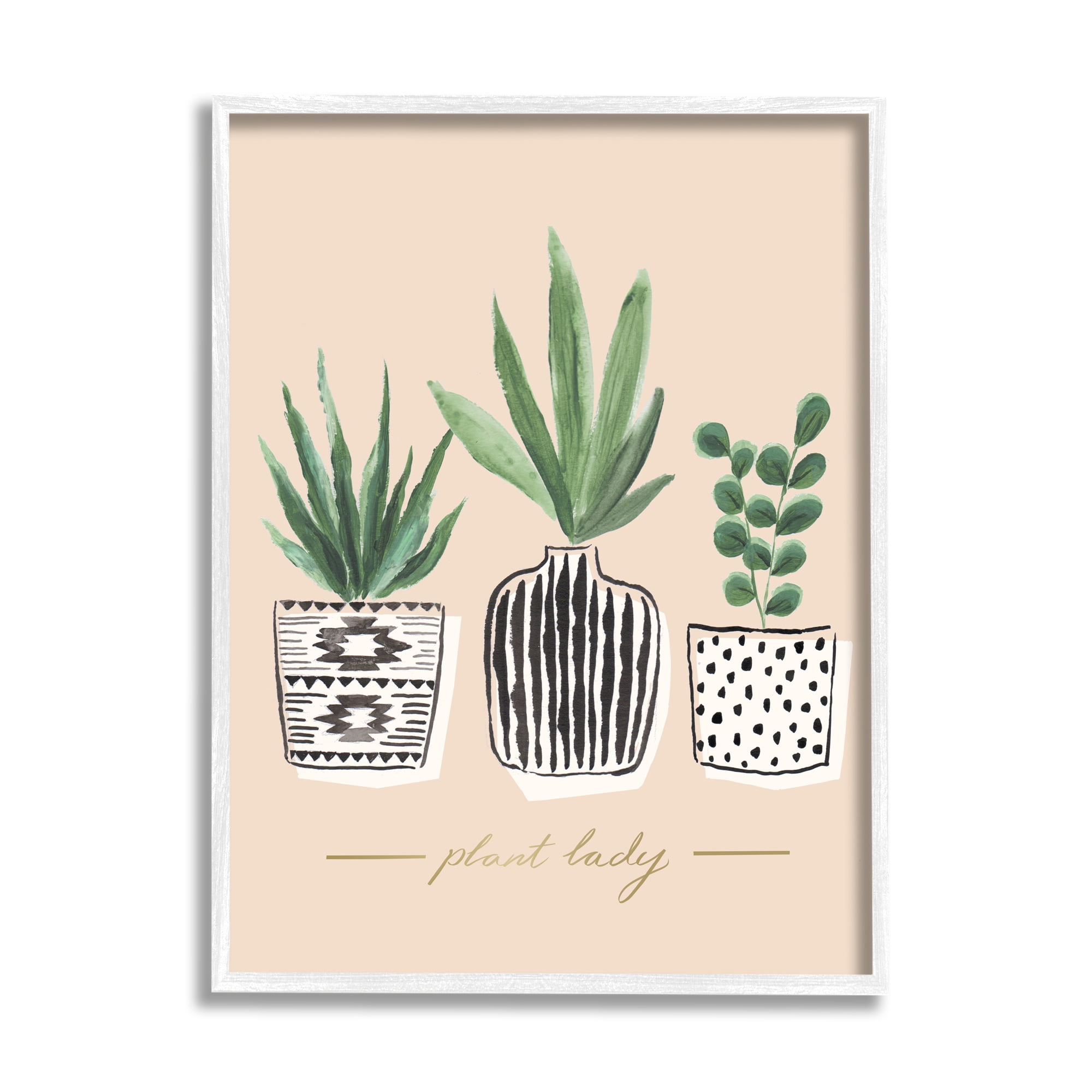 Stupell Industries Green Fern Trio Chic Patterns Plant Lady Sentiment, 16 x 20, Designed by Heather McLaughlin